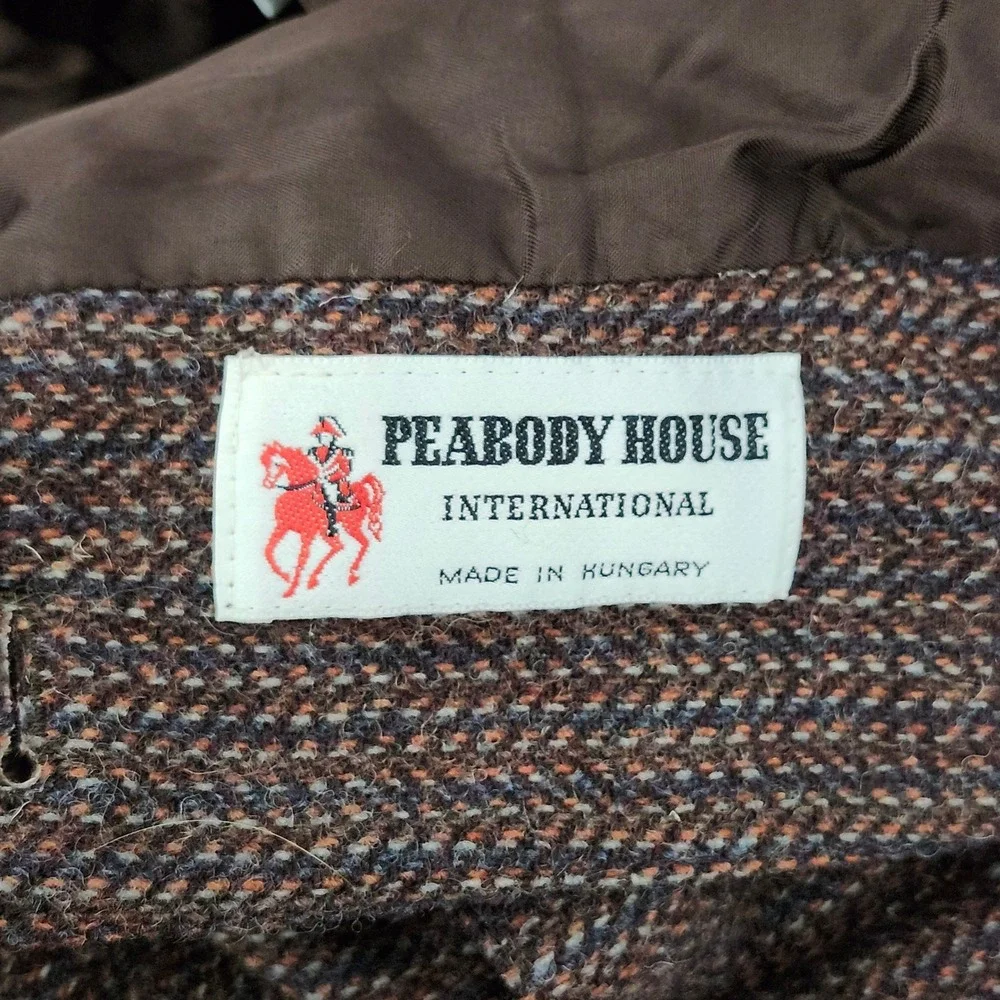 Vintage 80s Peabody House Wool Tweed Blazer Jacket Womens 11/12 Rust Brown Lined